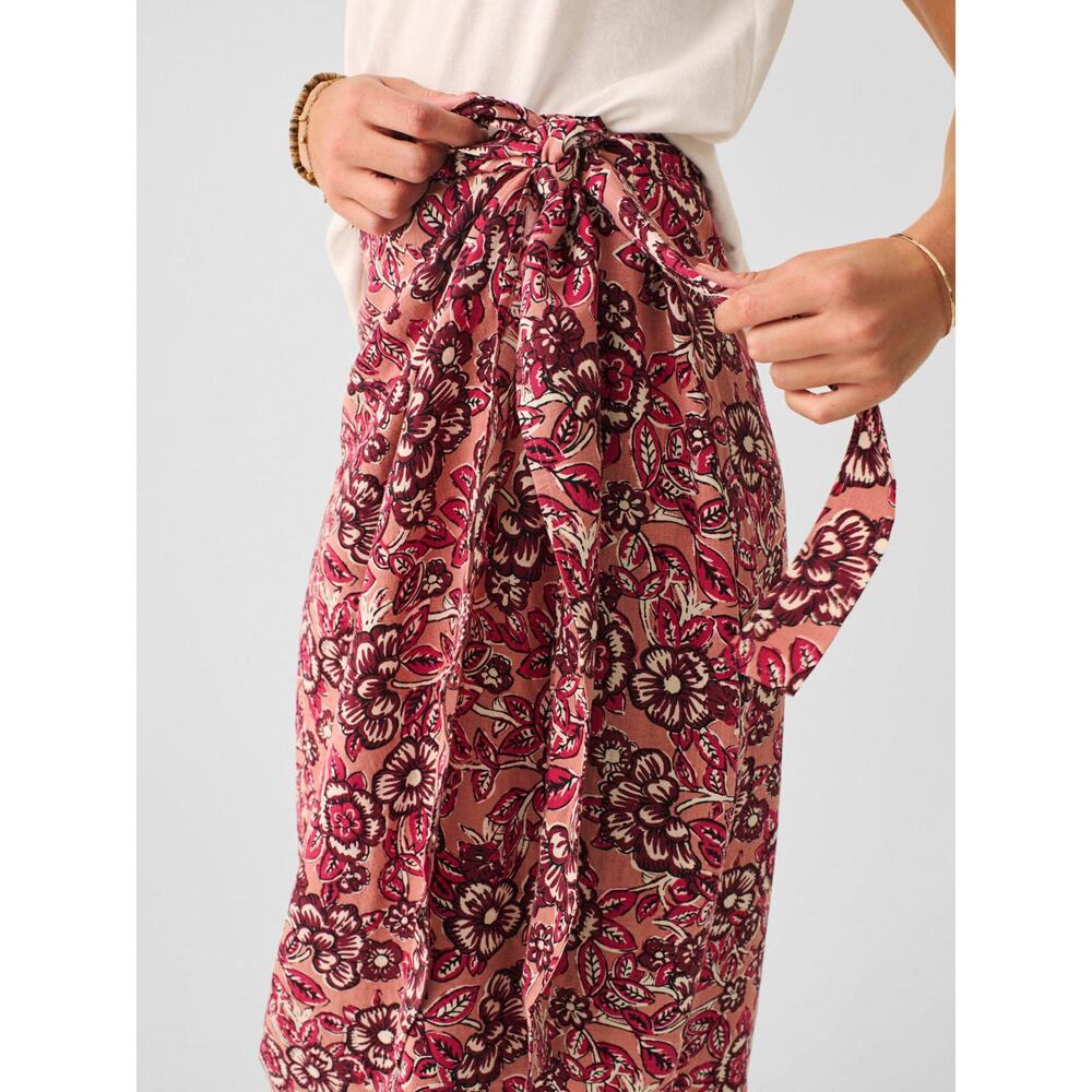 Faherty Pacifica Linen Wrap Skirt – Rose Desert Bloom –‎ XS - Picture 2 of 6